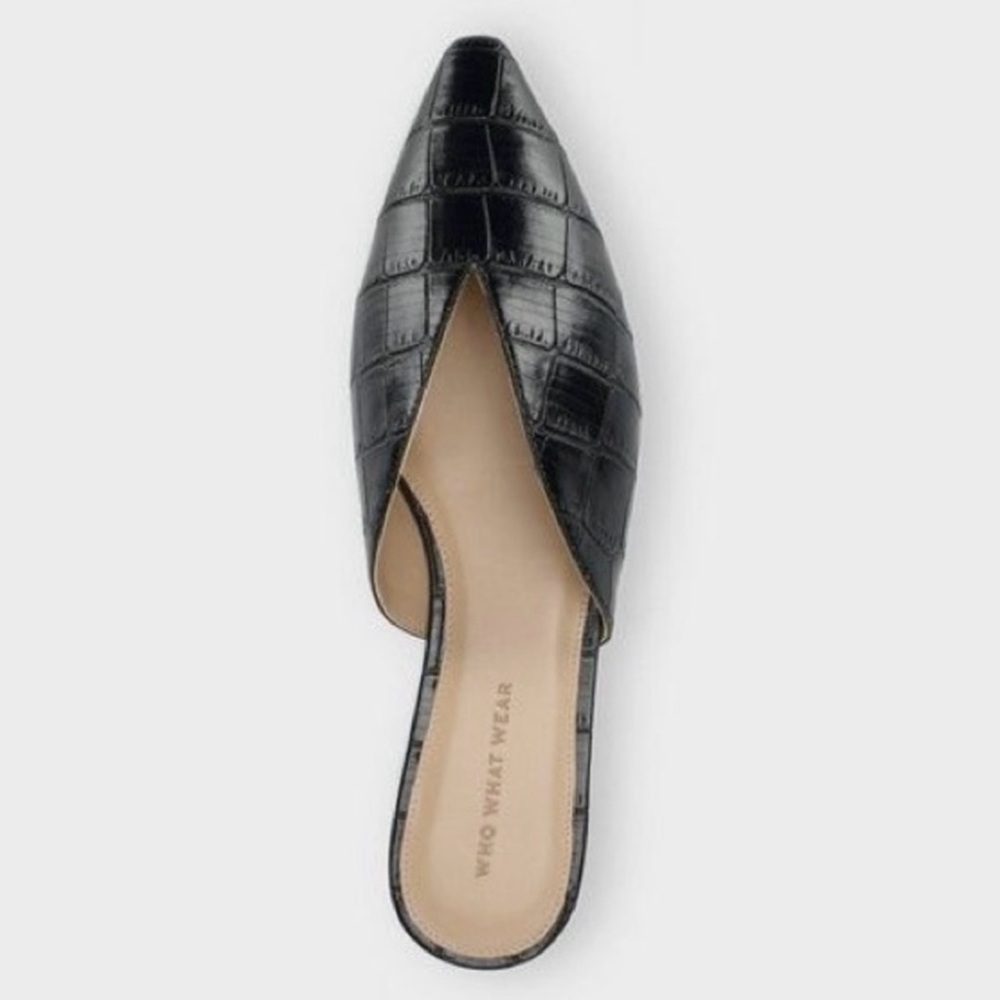 Who What Wear Black Faux Croc Mules